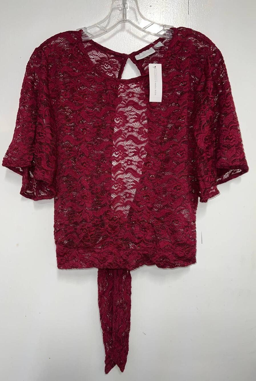 NWT New York & Co Lace Top Burgundy Open Back size M